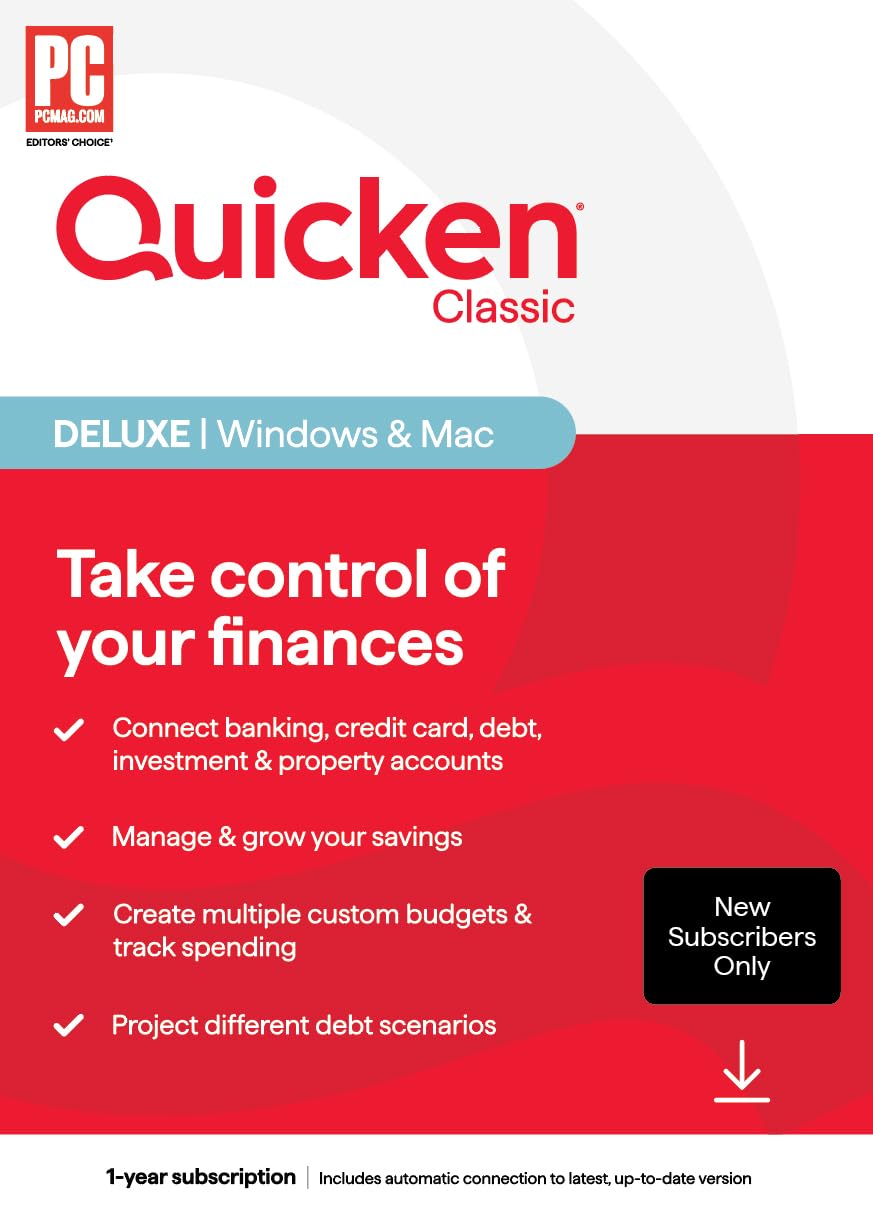 Premium Quicken Classic Deluxe for New Subscribers| 1 Year [PC/Mac Online Code] - FileSwift Edition