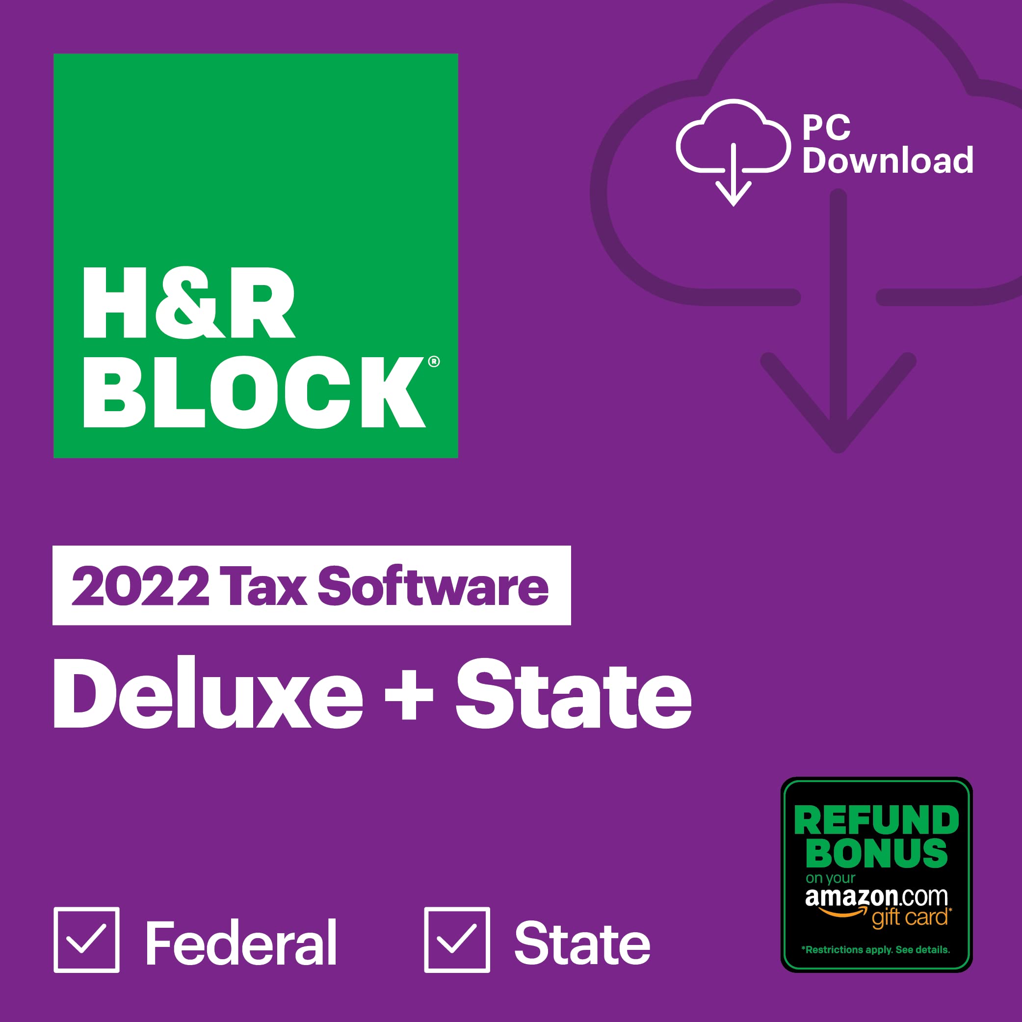 Premium H&R Block Tax Software Deluxe + State 2022 [PC Download] - FileSwift Edition